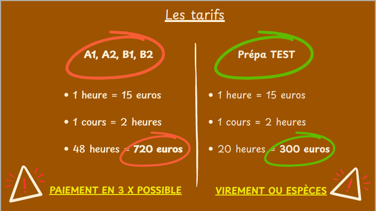 Les tarifs 